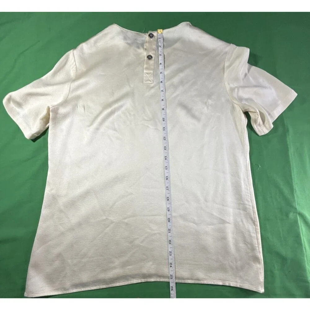 Chanel Cream Silk Scoop Neck Top 100% Silk Base Layer Women’s Size M